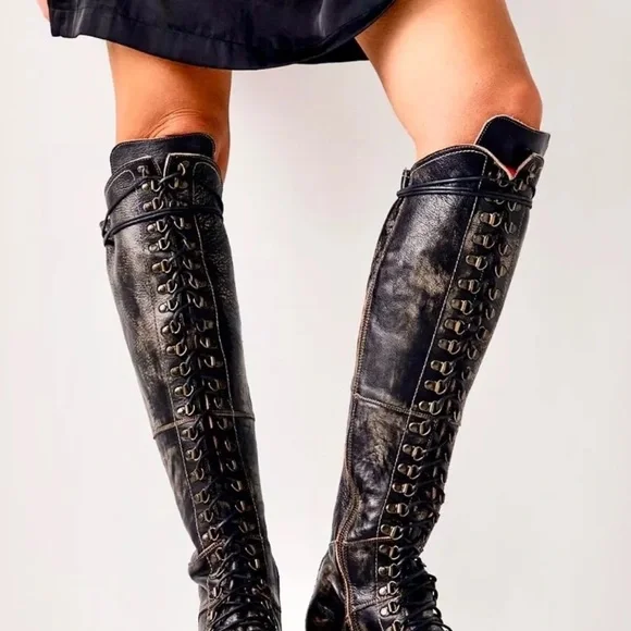 Free People Bed Stu Victory Tall Lace Up Boot Distressed Black Handwash
rugged - Picture 2 of 12